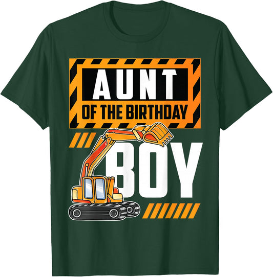 vehicle construction excavator Aunt of the Birthday Boy T-Shirt - T-Shirt | Forest