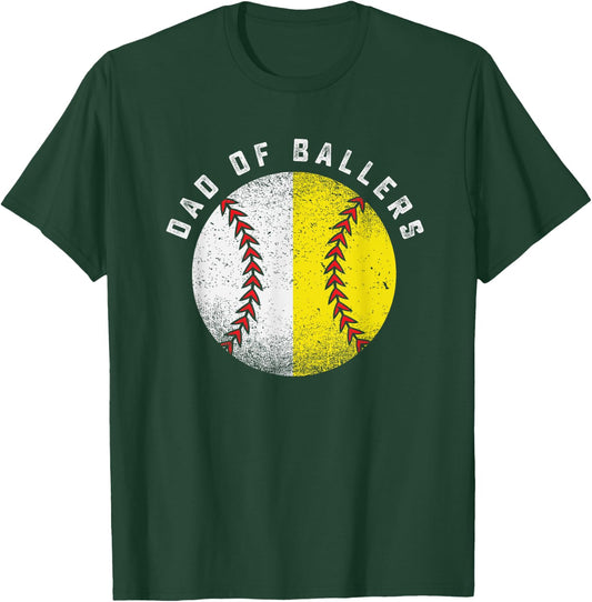 Dad Of Ballers Gift Baseball Softball ball Youth League T-Shirt - T-Shirt | Forest