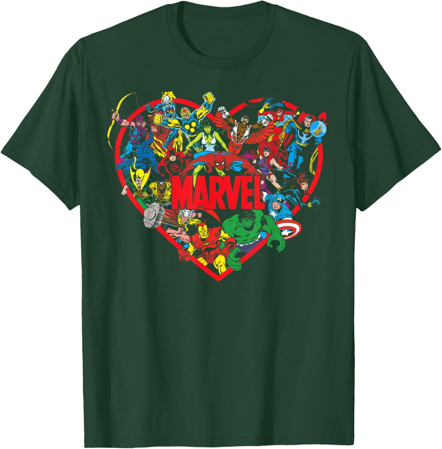Marvel Valentine's Day Group Shot Heart Mashup T-Shirt - T-Shirt | Forest