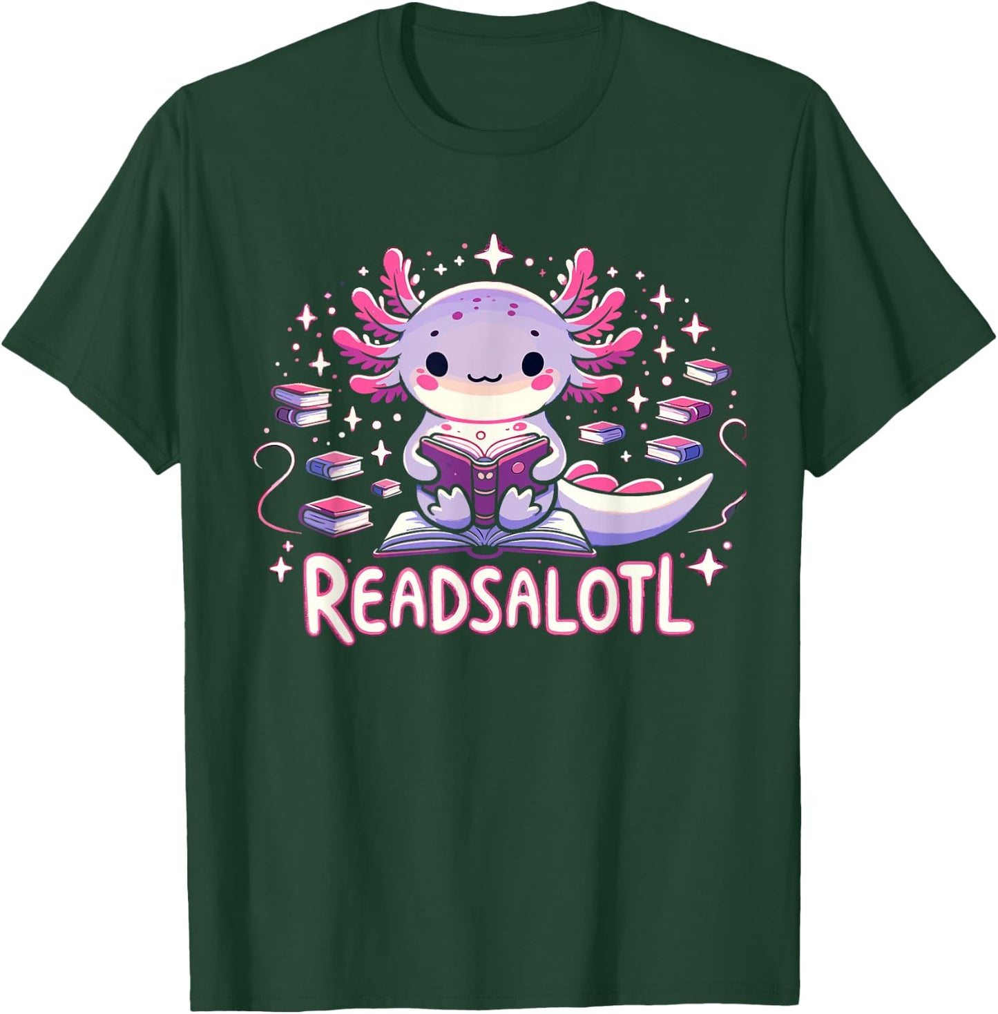 Axolotl Books Readsalotl Reading Bookworm Boys Girls Kids T-Shirt - T-Shirt | Forest