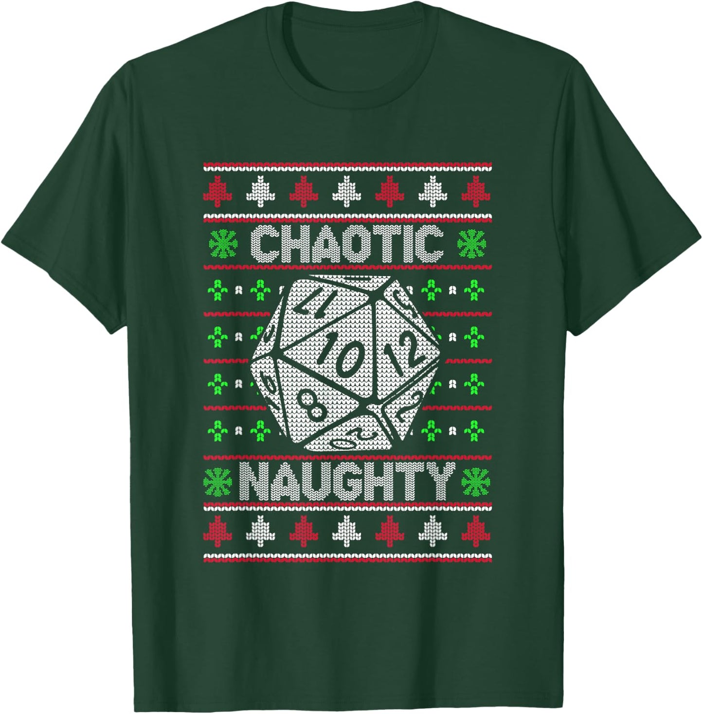 Santa Chaotic Naughty Christmas D20 Ugly Tabletop Sweater T-Shirt - T-Shirt | Forest