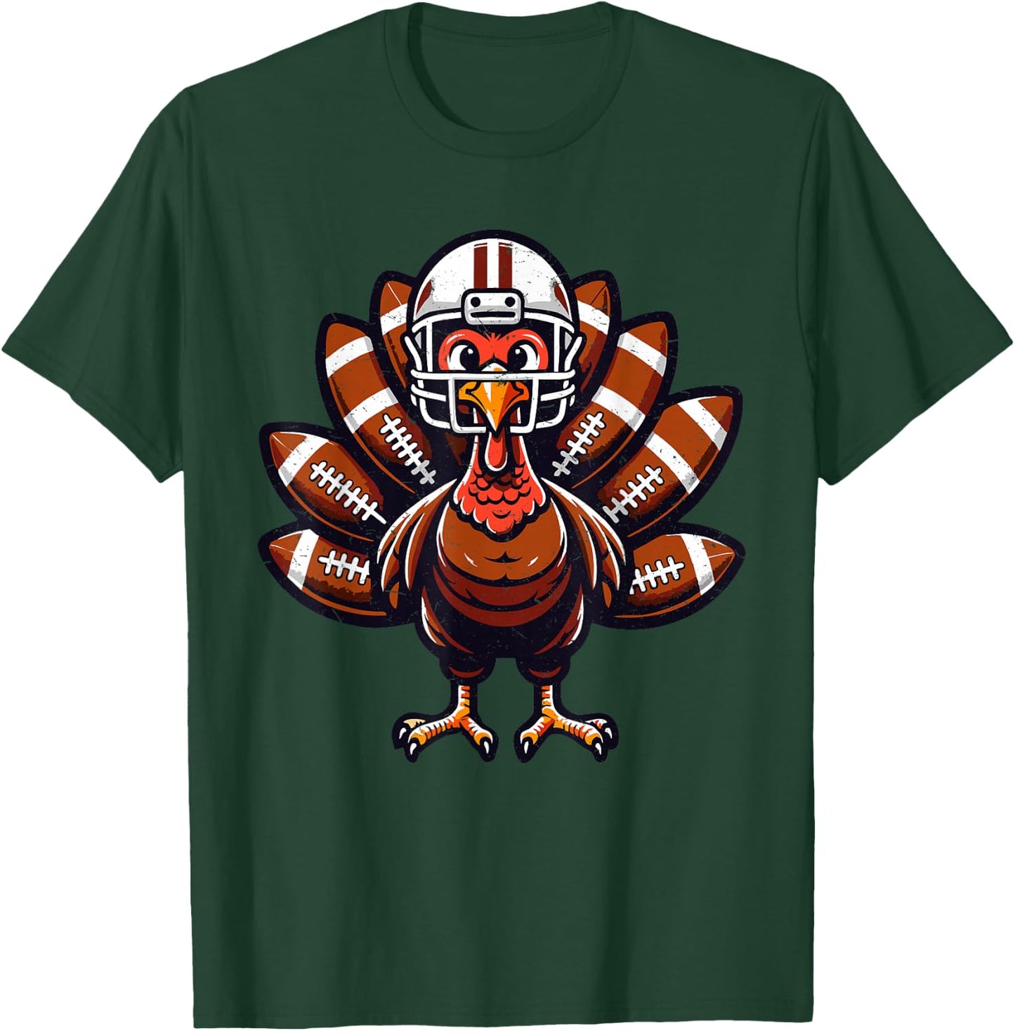 Baby Turkey Football Player Toddler Boys Kids Thanksgiving T-Shirt - T-Shirt | Forest