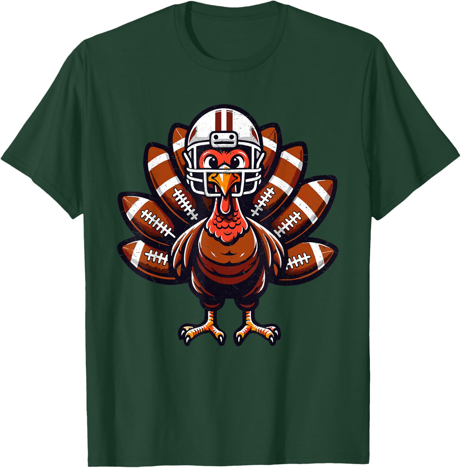 Baby Turkey Football Player Toddler Boys Kids Thanksgiving T-Shirt - T-Shirt | Forest