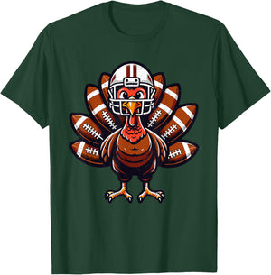 Baby Turkey Football Player Toddler Boys Kids Thanksgiving T-Shirt - T-Shirt | Forest
