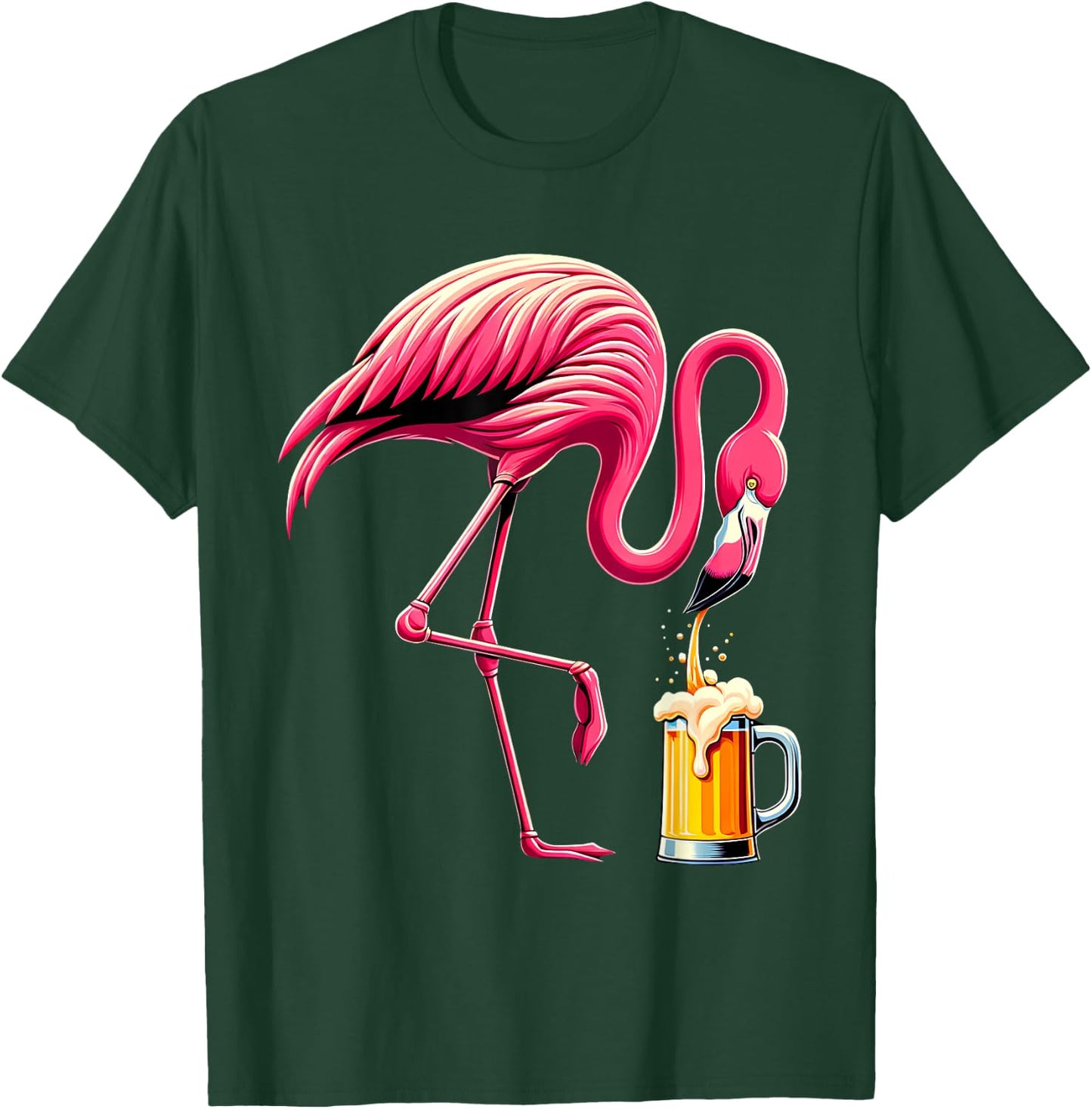 Funny Flamingo Drinking Beer Party Flamingo Lover T-Shirt - T-Shirt | Forest