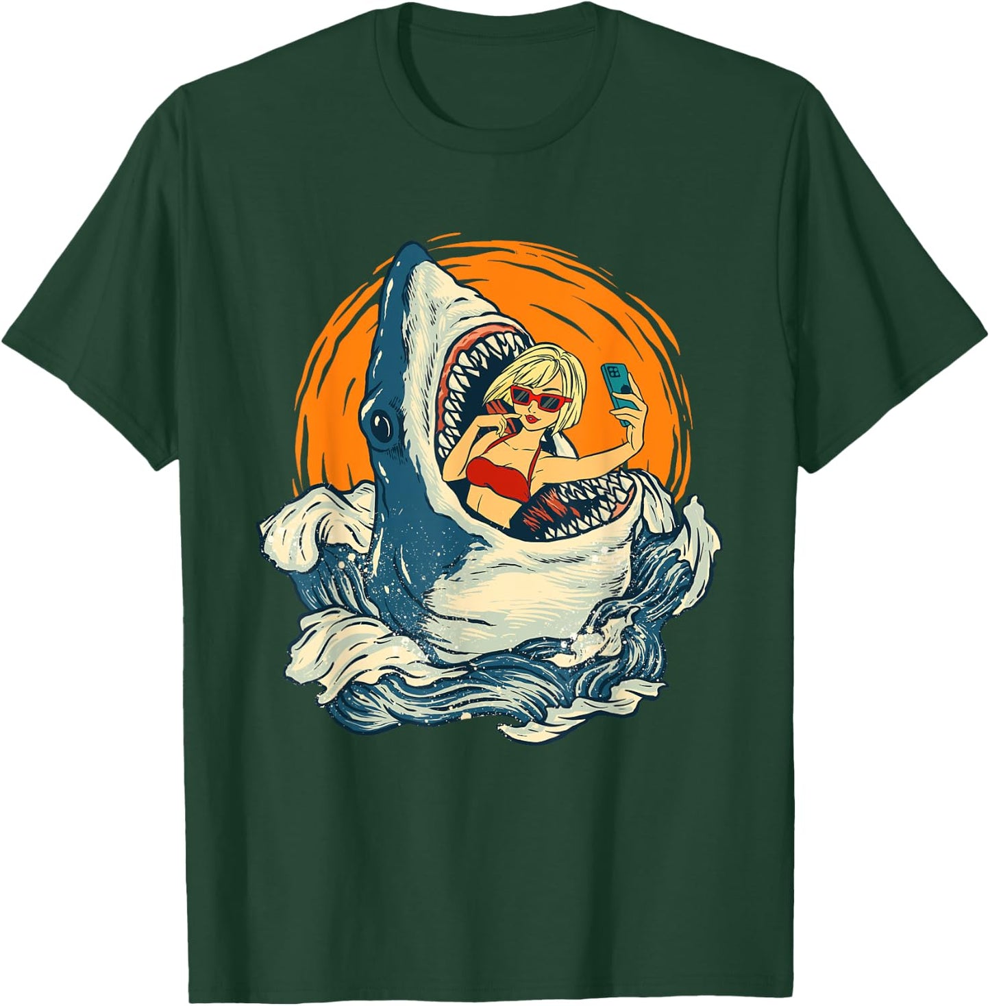 Sharkie - Selfie Shark Lover Animal Lover Marine Biologist T-Shirt - T-Shirt | Forest