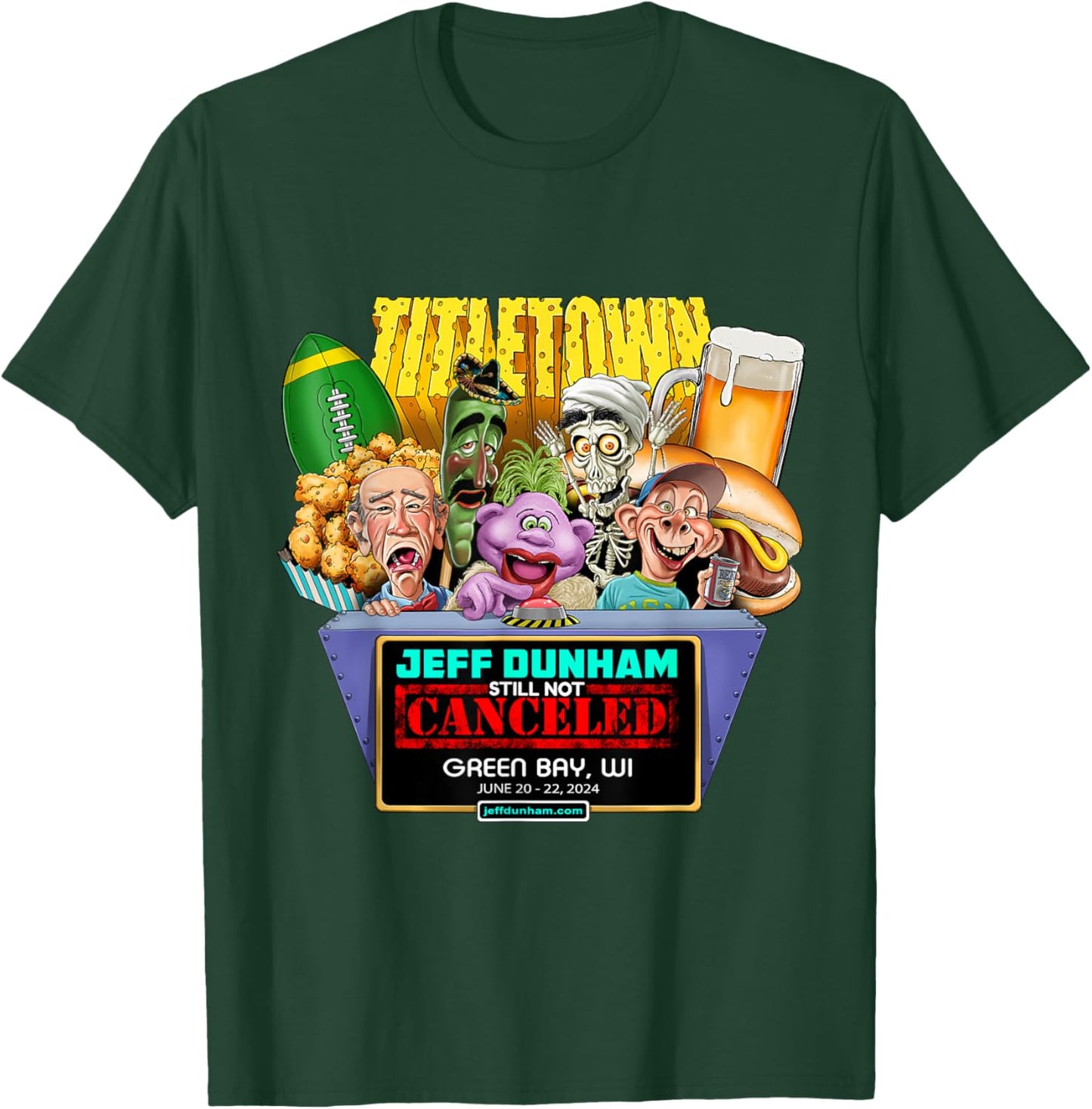 Jeff Dunham Green Bay, WI (2024) T-Shirt - T-Shirt | Forest