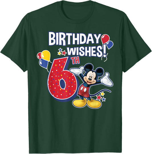 Disney Mickey and Friends Mickey Mouse 6th Birthday Wishes T-Shirt - T-Shirt | Forest