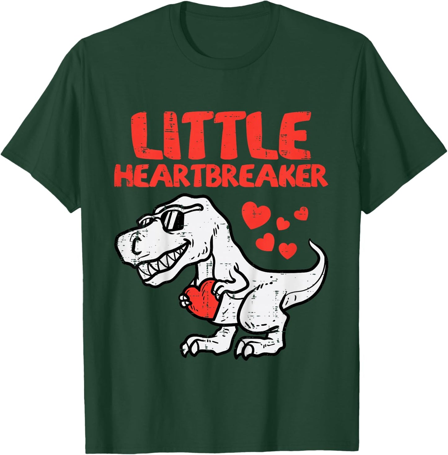Kids Valentines Day Dino Little Heartbreaker Boys Kids Toddler T-Shirt - T-Shirt | Forest