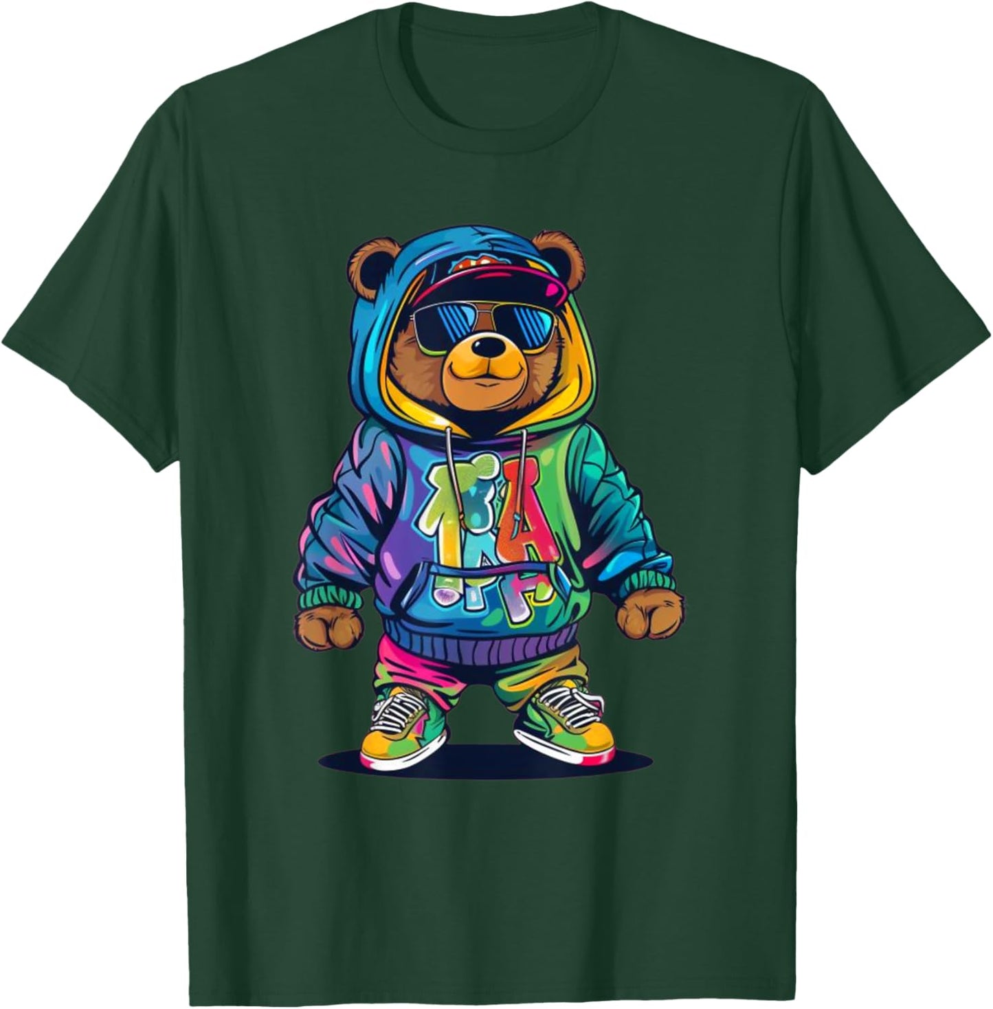 Hip-Hop Teddy-Bear Colorful TeddyBear With Graphic T-Shirt - T-Shirt | Forest