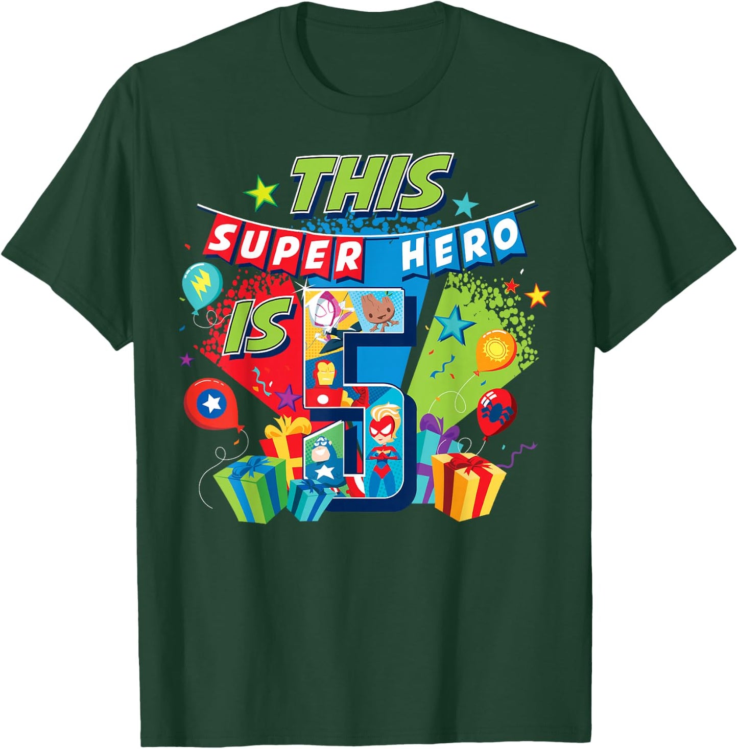 Marvel Avengers Birthday This Super Hero Is 5 T-Shirt - T-Shirt | Forest
