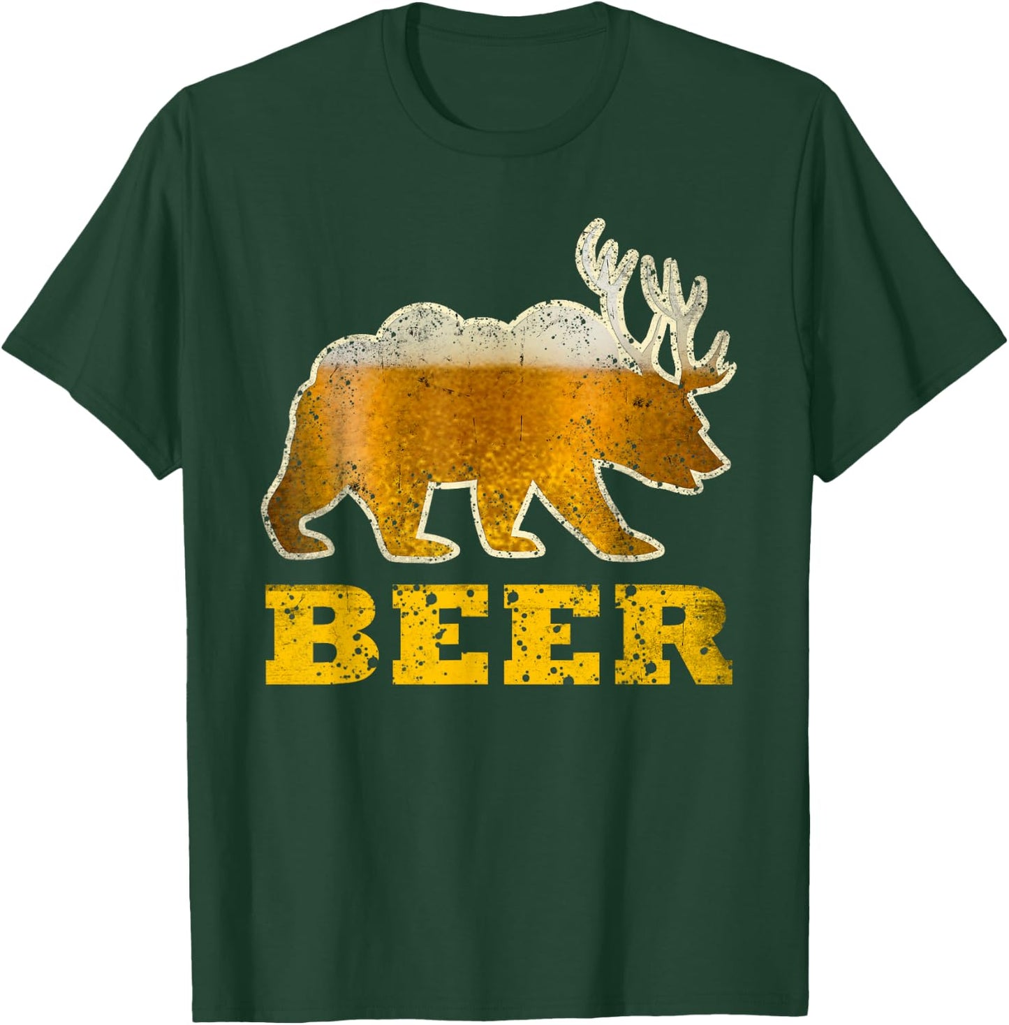 Vintage Bear Deer Funny Retro Drinking Beer T-Shirt - T-Shirt | Forest