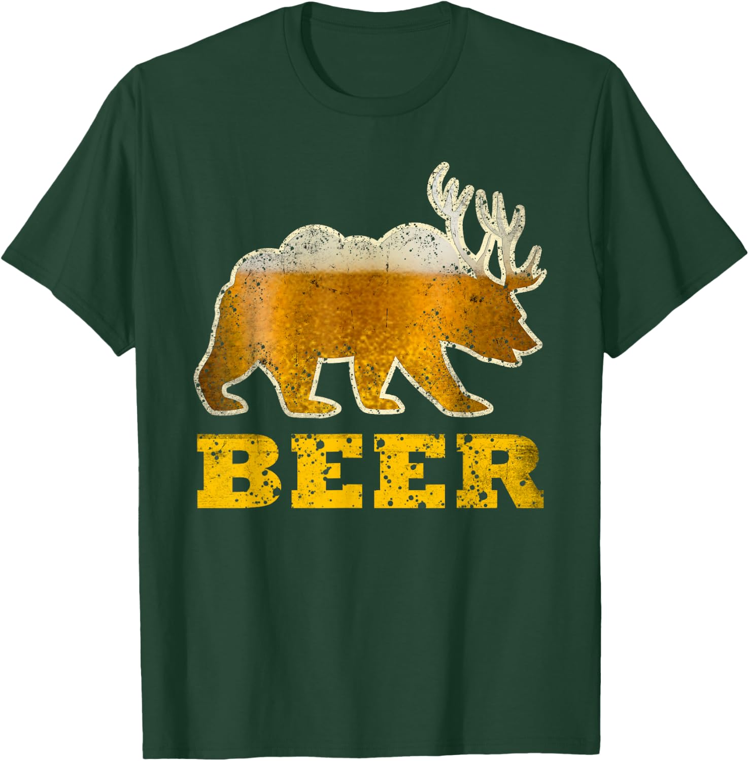 Vintage Bear Deer Funny Retro Drinking Beer T-Shirt - T-Shirt | Forest