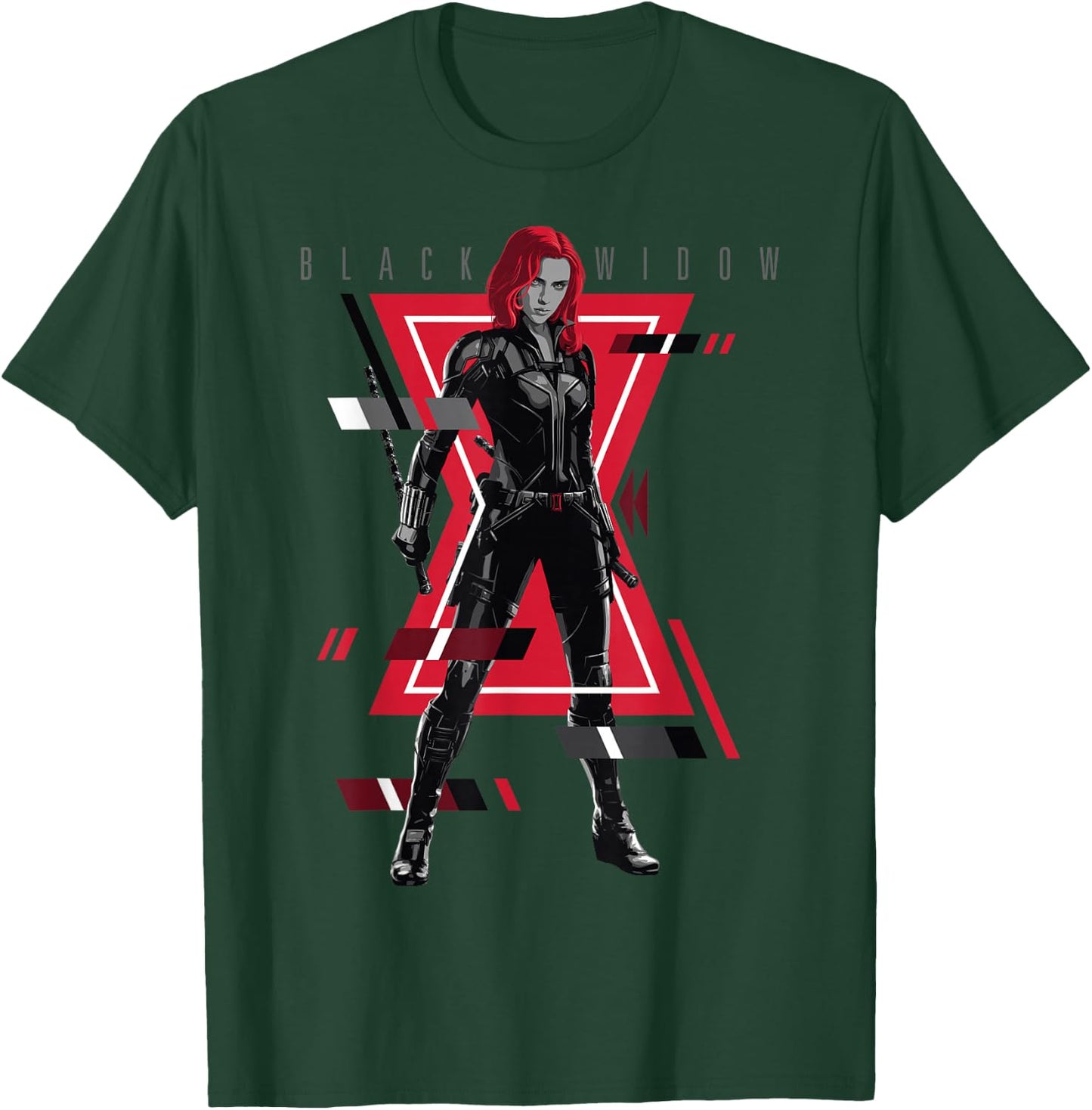 Marvel Black Widow Logo Glitch Portrait Small T-Shirt - T-Shirt | Forest