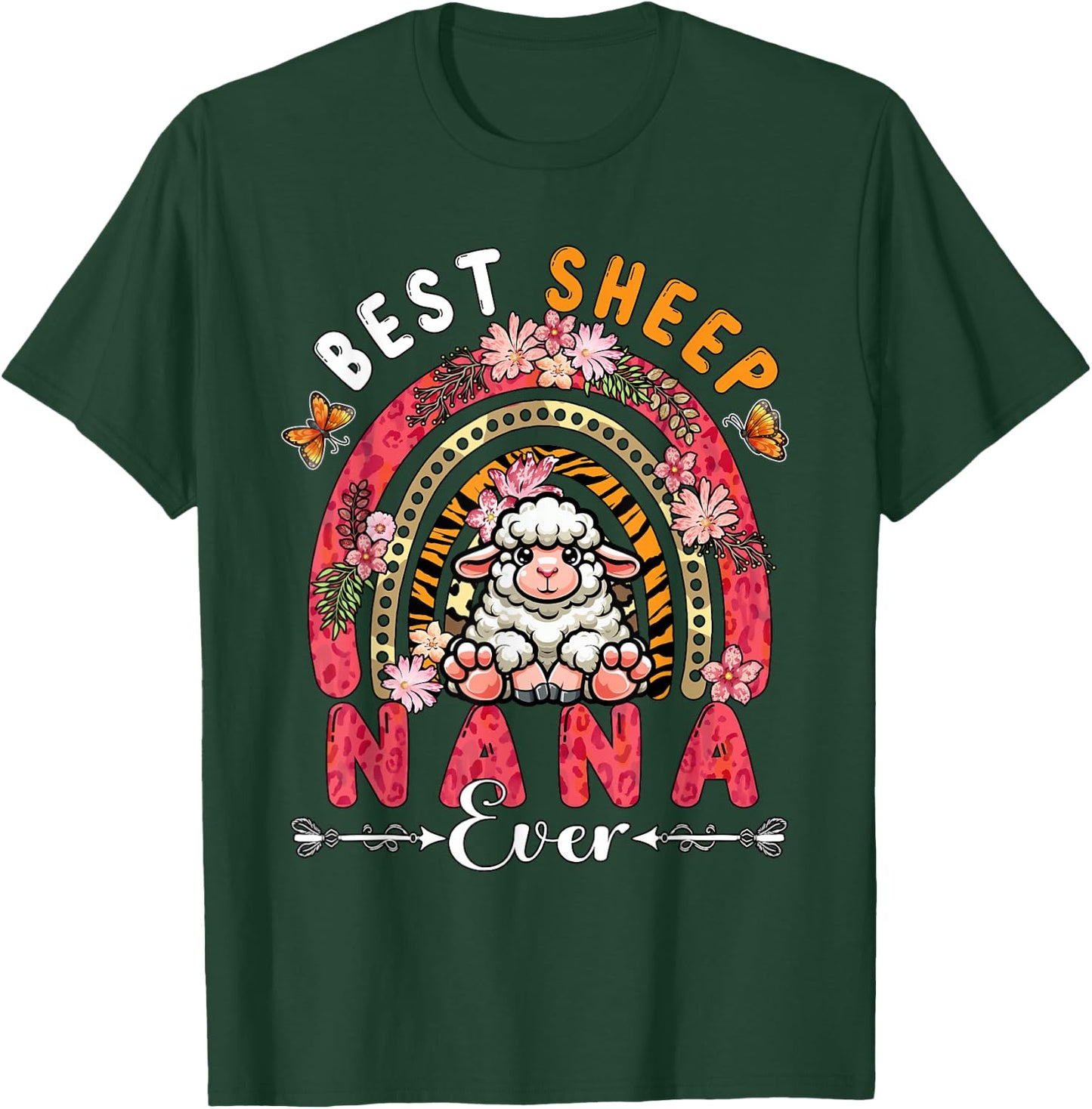 Best Sheep Nana Ever Mother's Day Flowers Rainbow Farm T-Shirt - T-Shirt | Forest