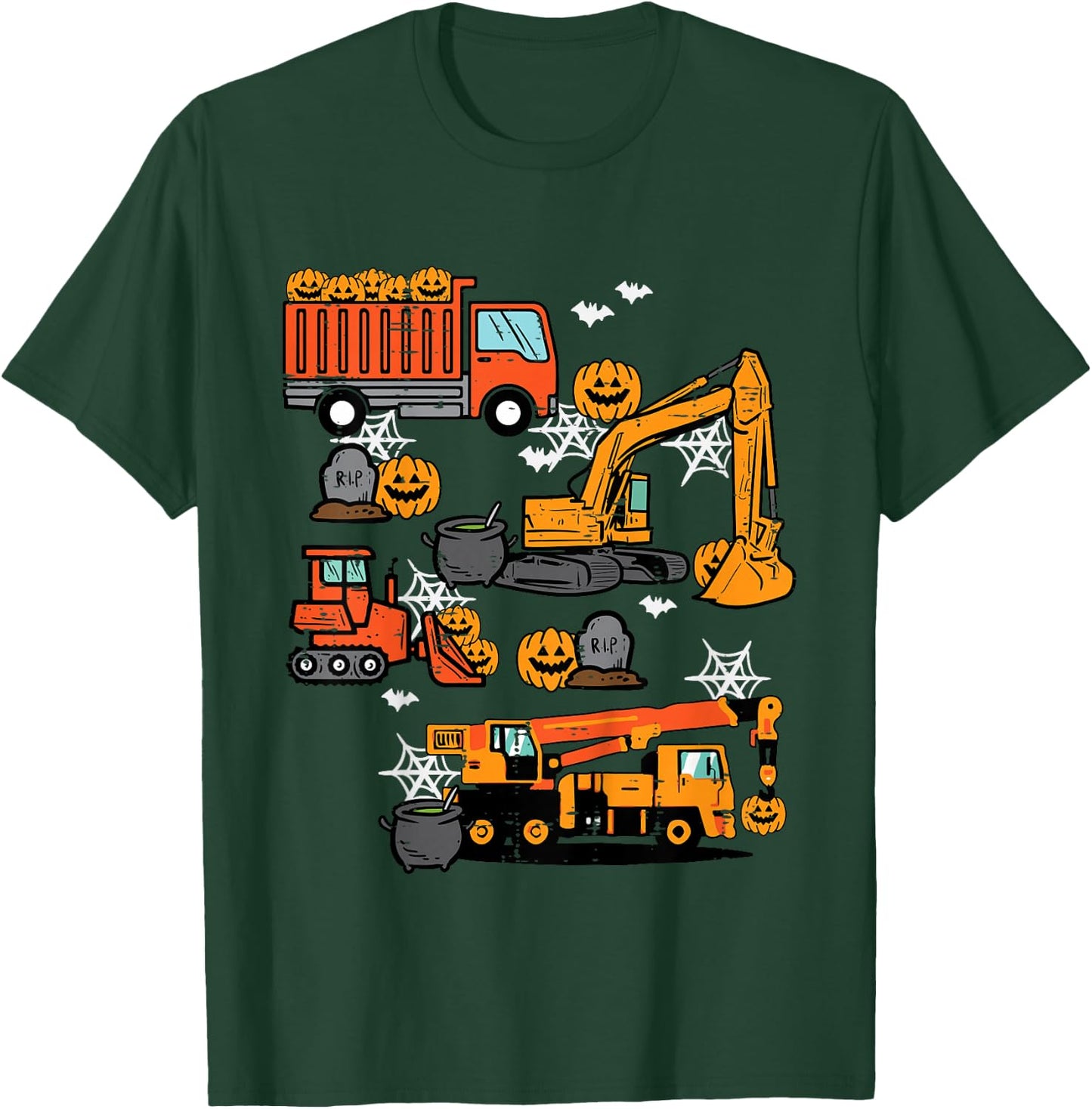 Kids Halloween Construction Trucks Costume Toddler Boys Youth T-Shirt - T-Shirt | Forest