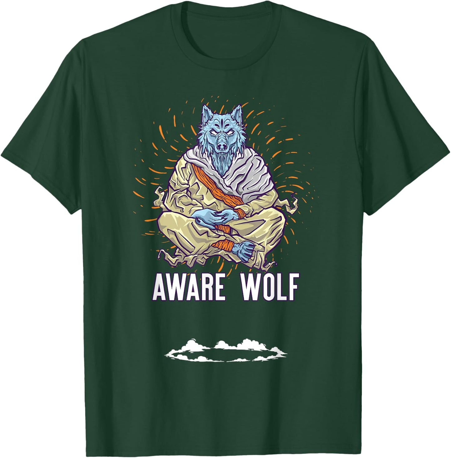 AWARE WOLF Funny Meditation Wolves Meditate Word Game T-Shirt - T-Shirt | Forest