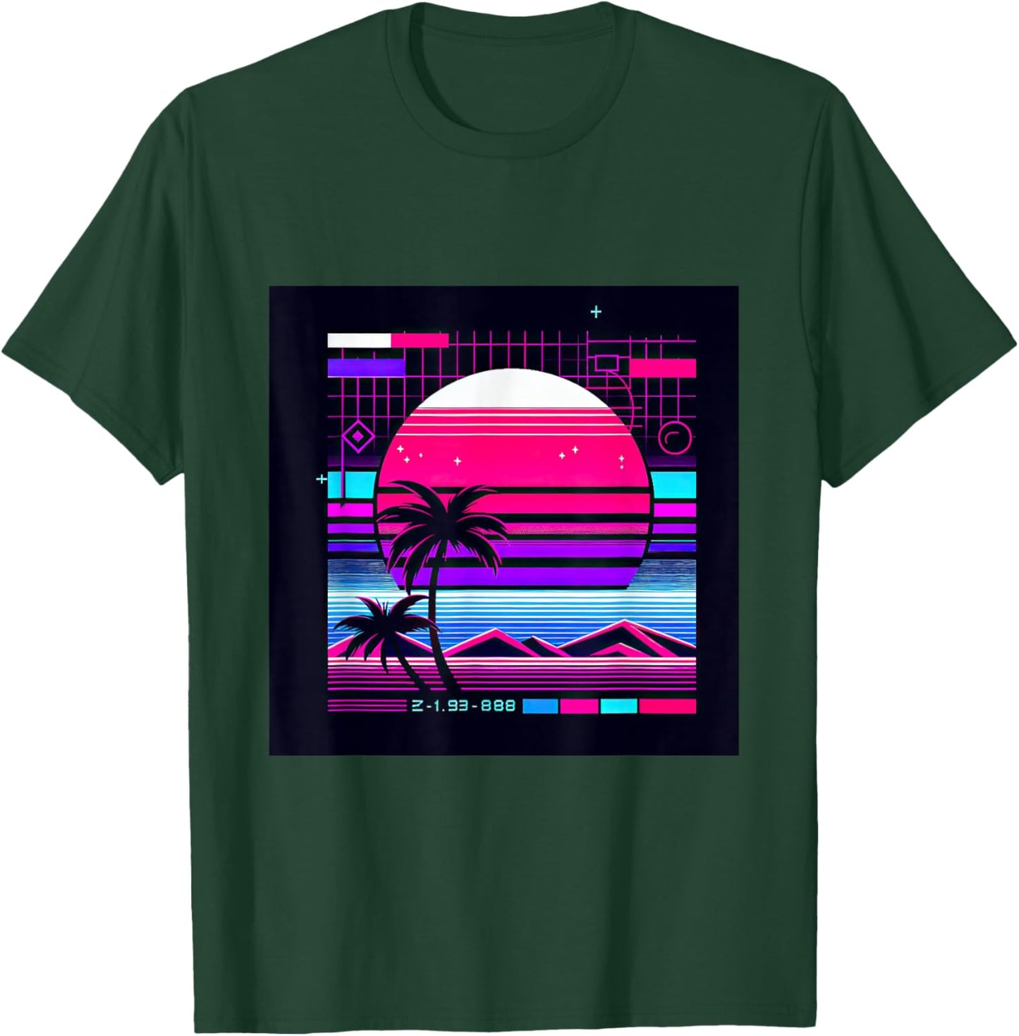 Synthwave Retro Vaporwave Tropical Palm Sunset TV Glitch T-Shirt - T-Shirt | Forest