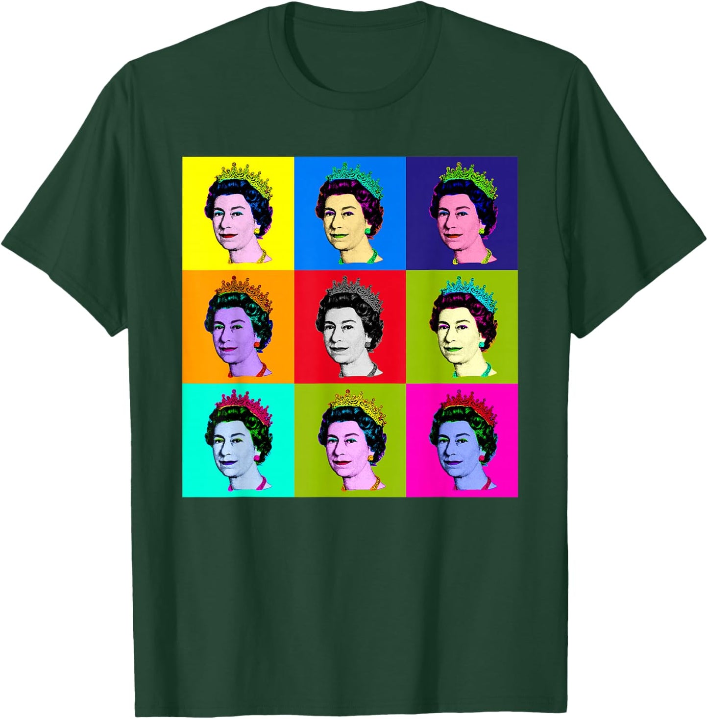 Elizabeth Nine Square Tiles Pop Art Queen of England T-Shirt - T-Shirt | Forest