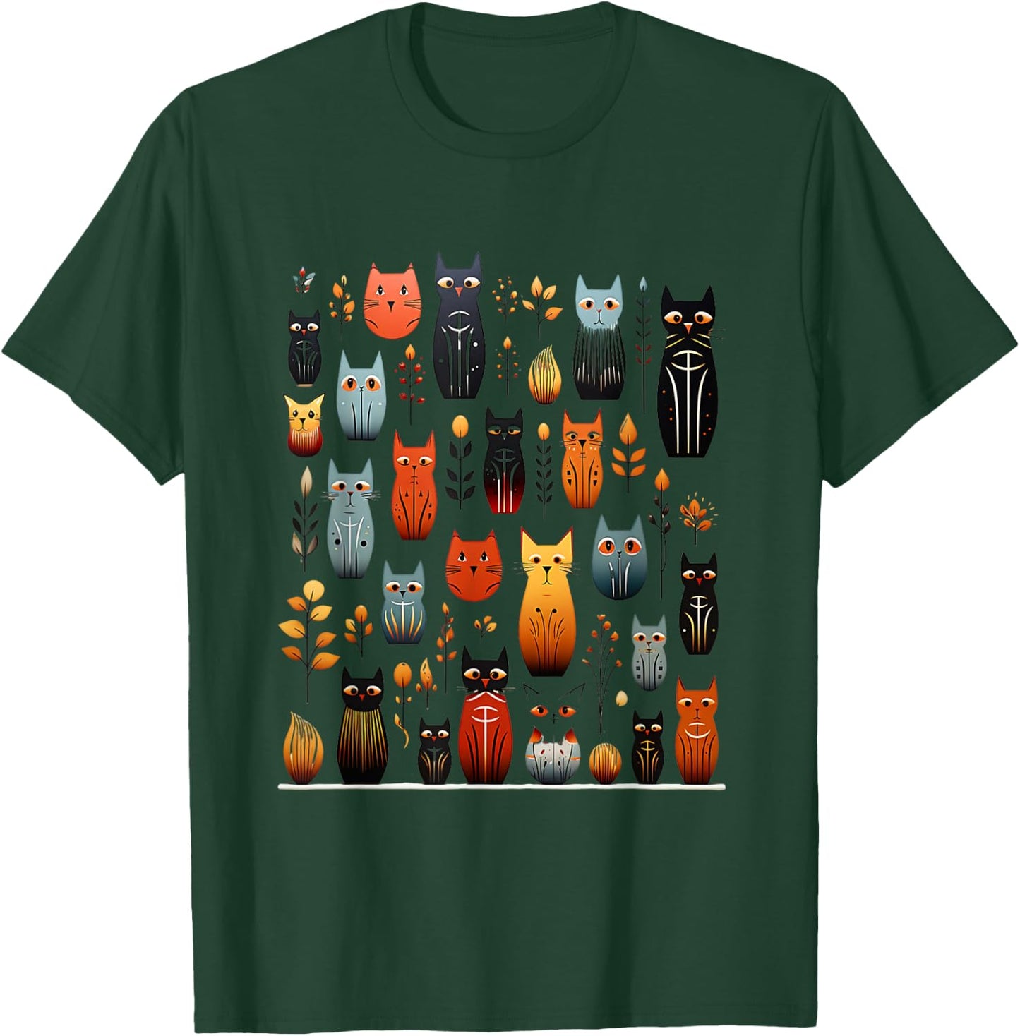 Stylized Vintage Kitten Art Lover Classic Cute Cat Women Kids T-Shirt - T-Shirt | Forest