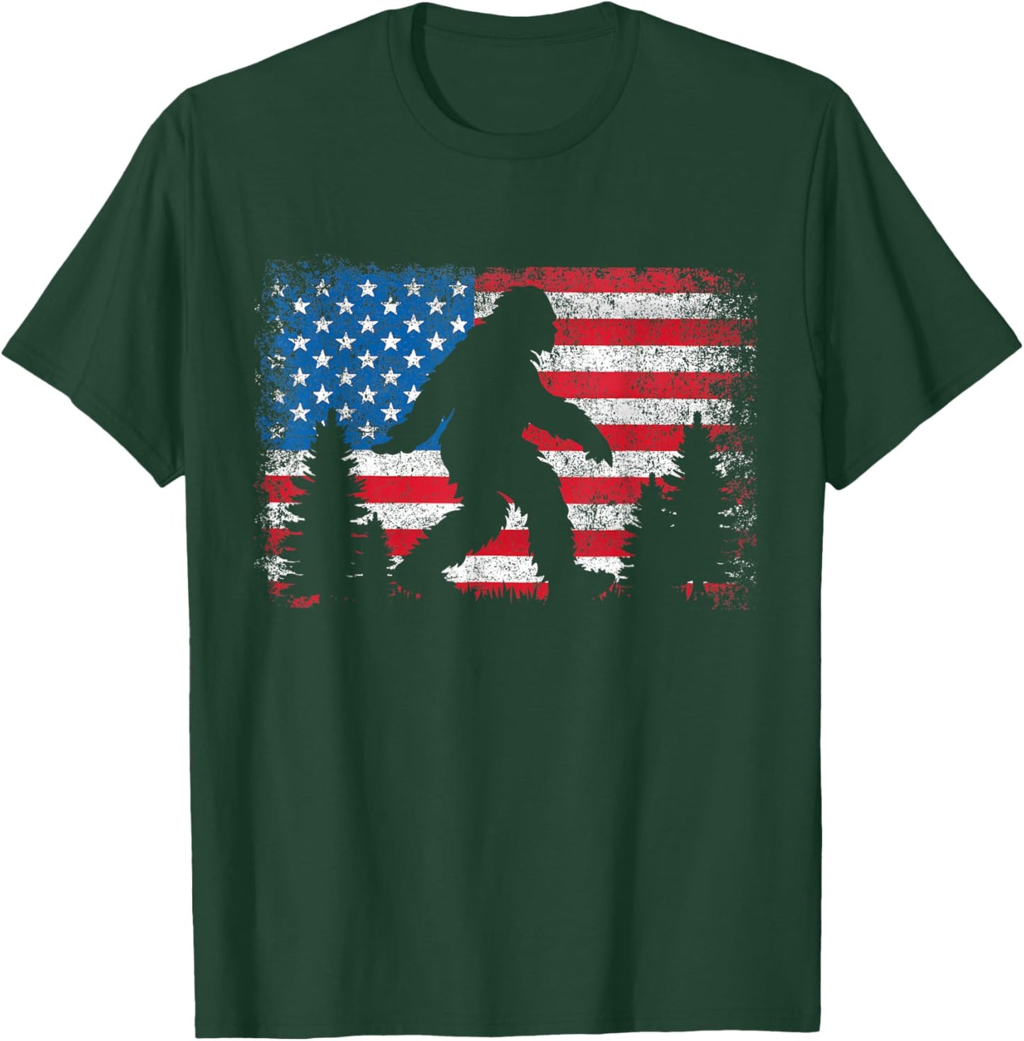 Bigfoot 4th of July American USA Flag Patriotic Kids T-Shirt - T-Shirt | Forest