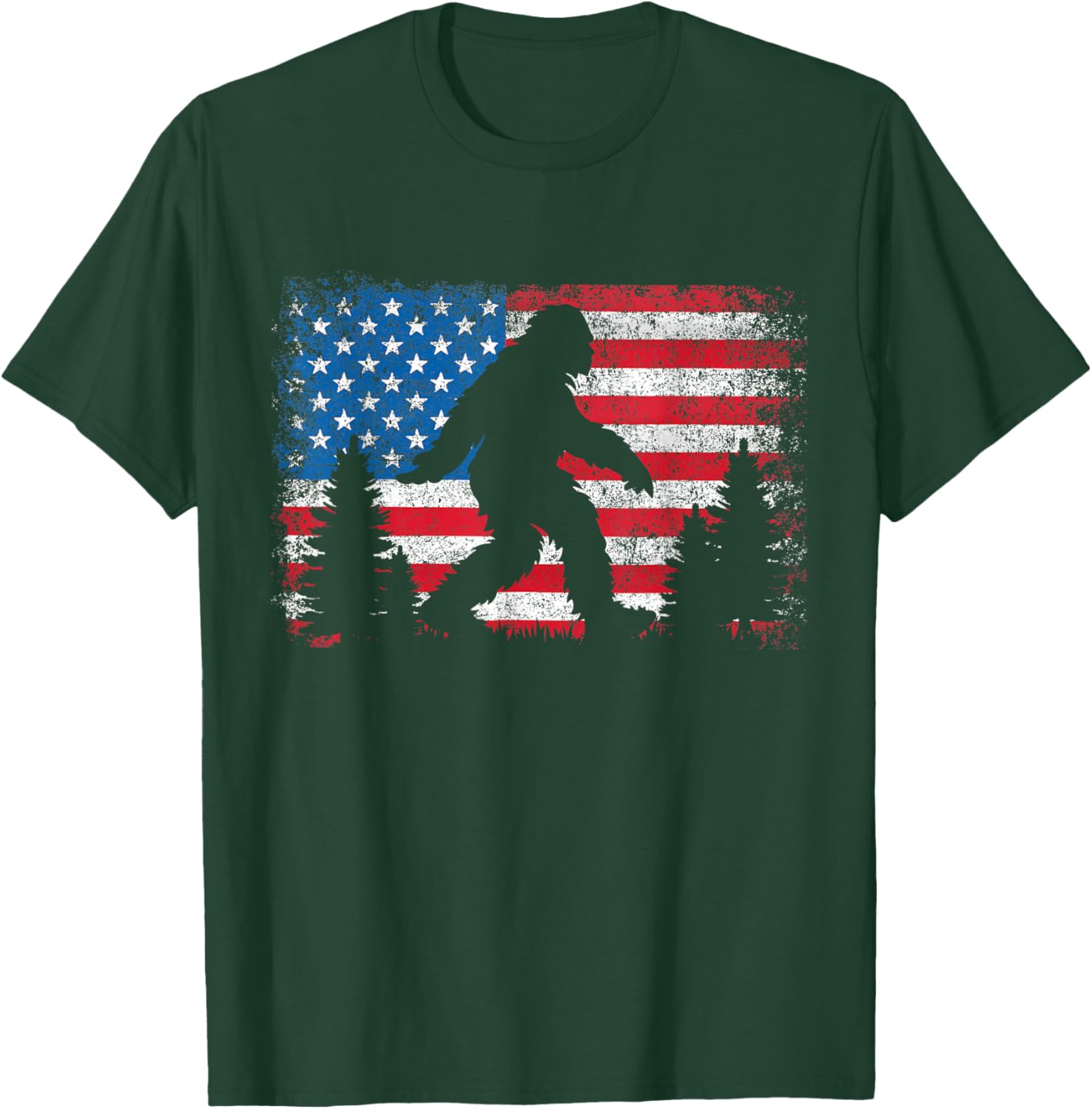 Bigfoot 4th of July American USA Flag Patriotic Kids T-Shirt - T-Shirt | Forest