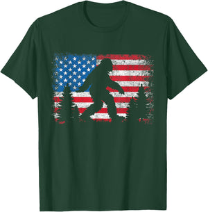 Bigfoot 4th of July American USA Flag Patriotic Kids T-Shirt - T-Shirt | Forest