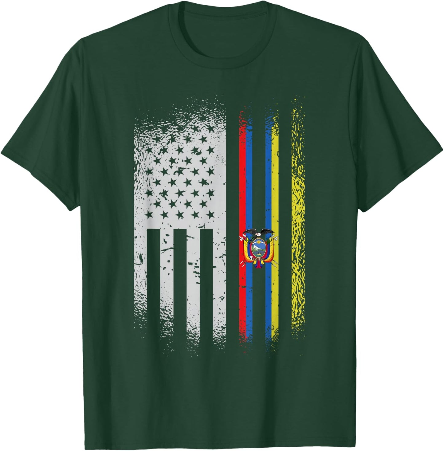 USA Ecuador Flag Ecuadorian American People Heritage Roots T-Shirt - T-Shirt | Forest