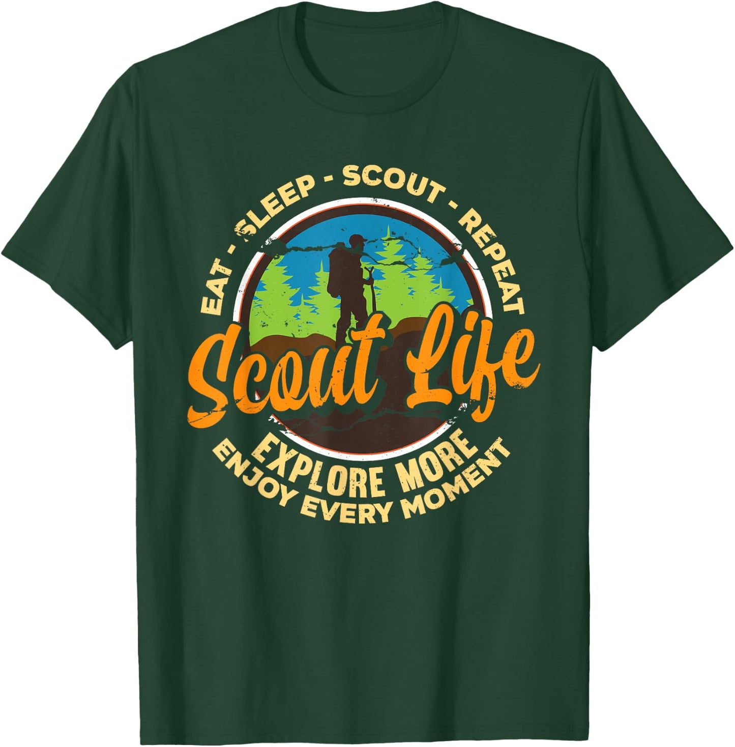 Eat Sleep Scout Repeat - Best Scout Life Hiking Scouting T-Shirt - T-Shirt | Forest