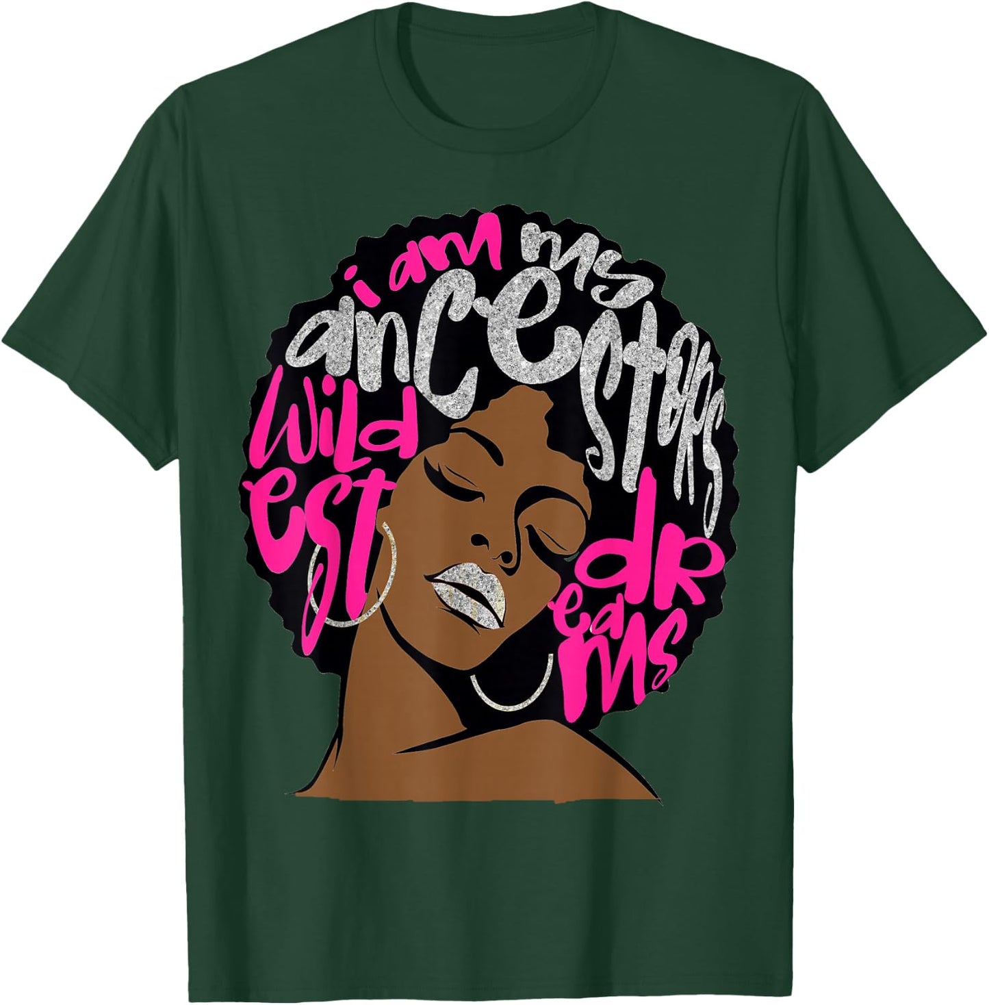 I Am My Ancestors Dreams Hot Pink Bubblegum Afro Black Queen Small T-Shirt - T-Shirt | Forest
