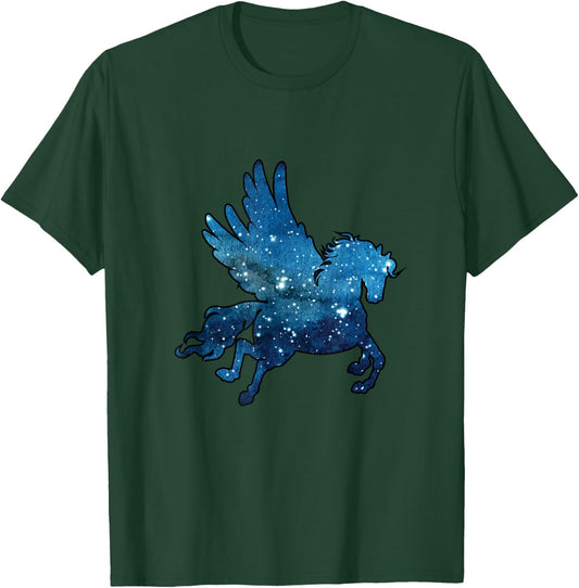 Pegasus Unicorn Alicorn Watercolor Space Funny Gift T-Shirt - T-Shirt | Forest