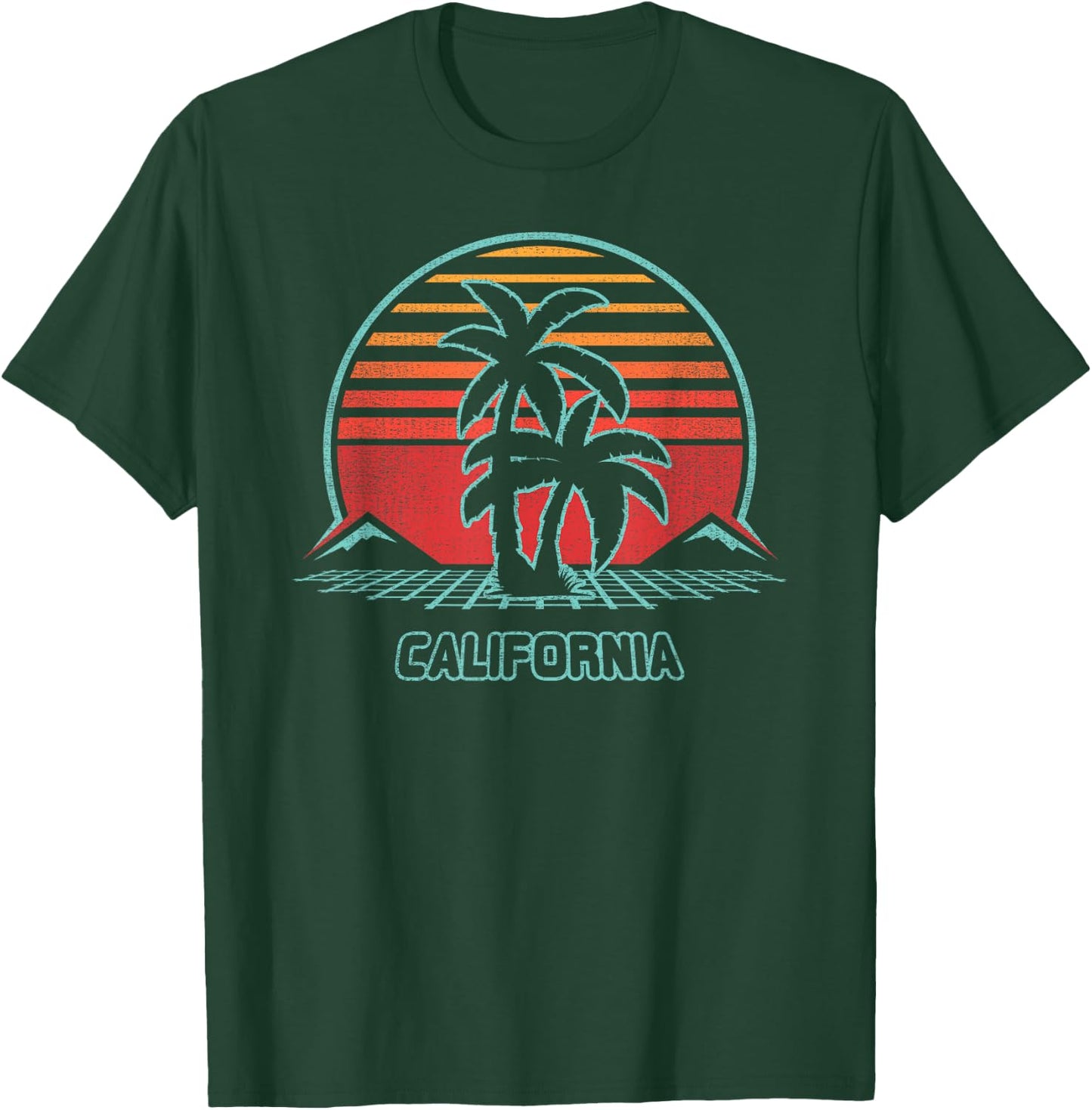 California Retro Palm Tree Beach 80s Style T-Shirt - T-Shirt | Forest