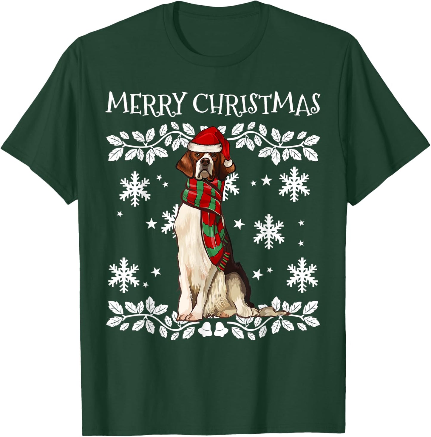 Merry Christmas Ornament Irish Red White Setter Xmas Santa T-Shirt - T-Shirt | Forest