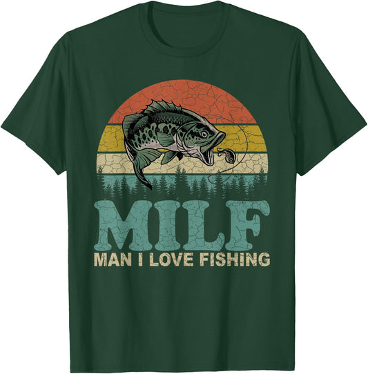 Vintage Milf-Man I Love Fishing Funny Fishing Fisherman T-Shirt - T-Shirt | Forest