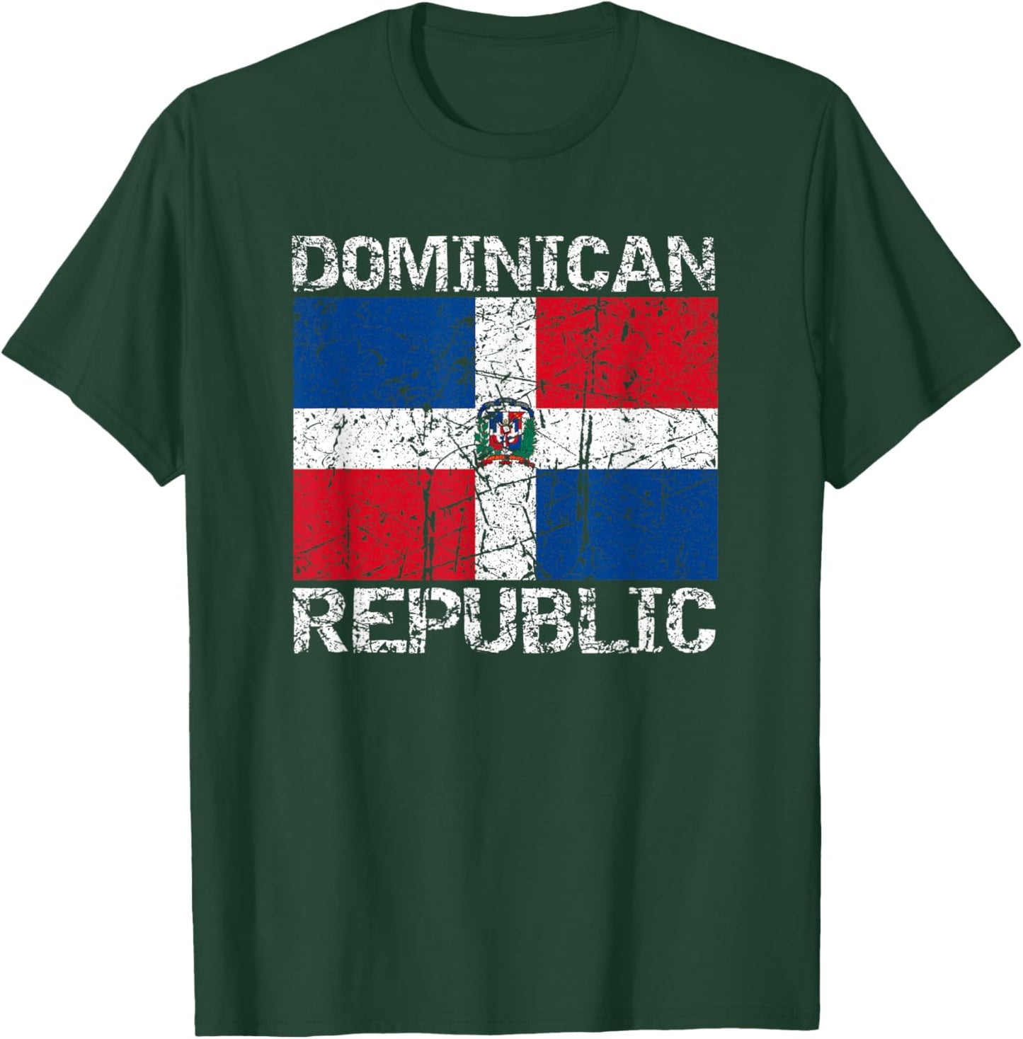 Dominican Republic Flag Distressed Dominican Men Women Kids T-Shirt - T-Shirt | Forest