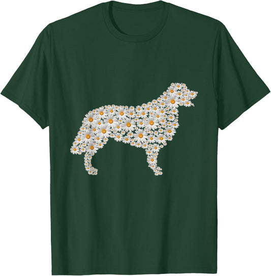Golden Retriever Dog Print of White Daisy Flowers Women T-Shirt - T-Shirt | Forest