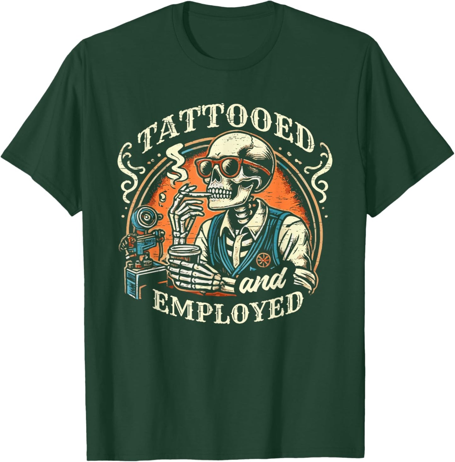 Tattooed and Employed Tatoos Skeleton Swag T-Shirt - T-Shirt | Forest