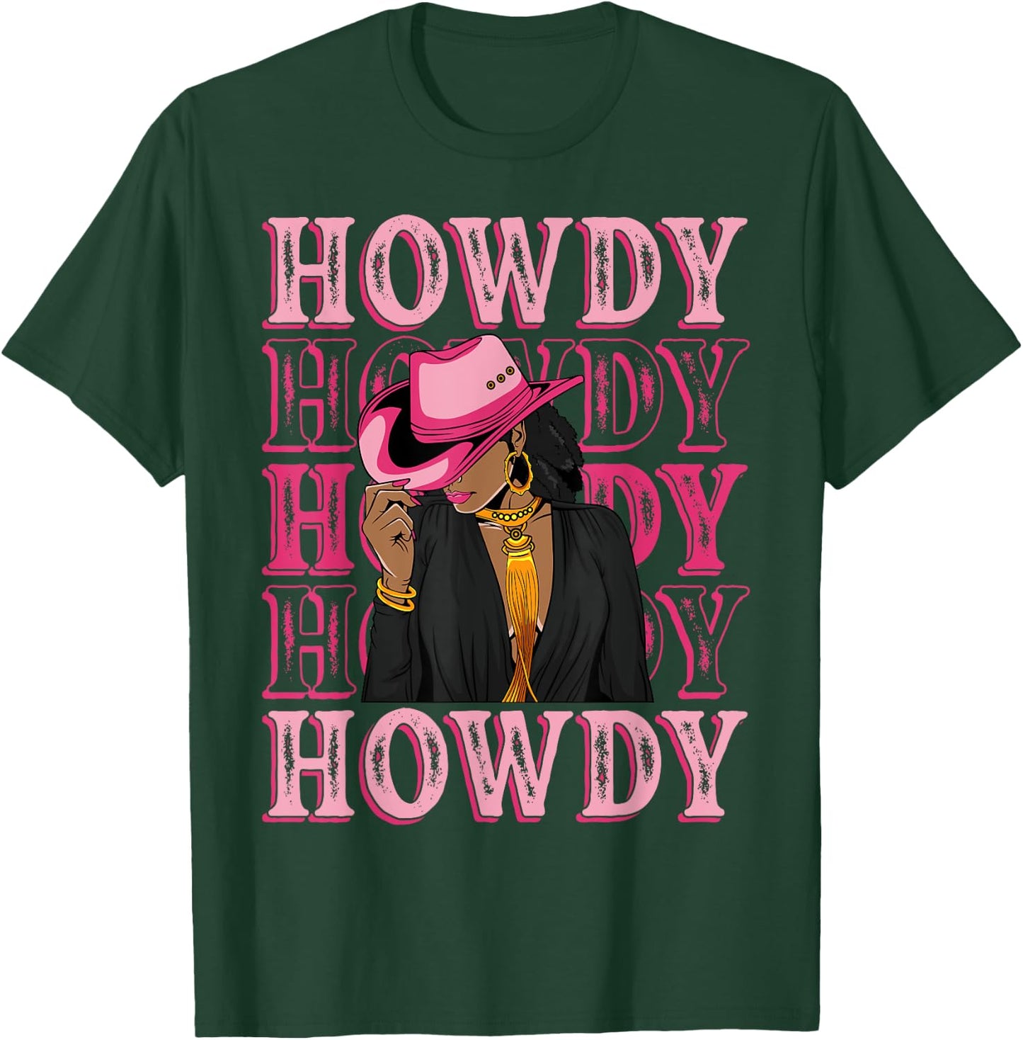 Howdy Retro Western Black Cowgirl African American Women T-Shirt - T-Shirt | Forest