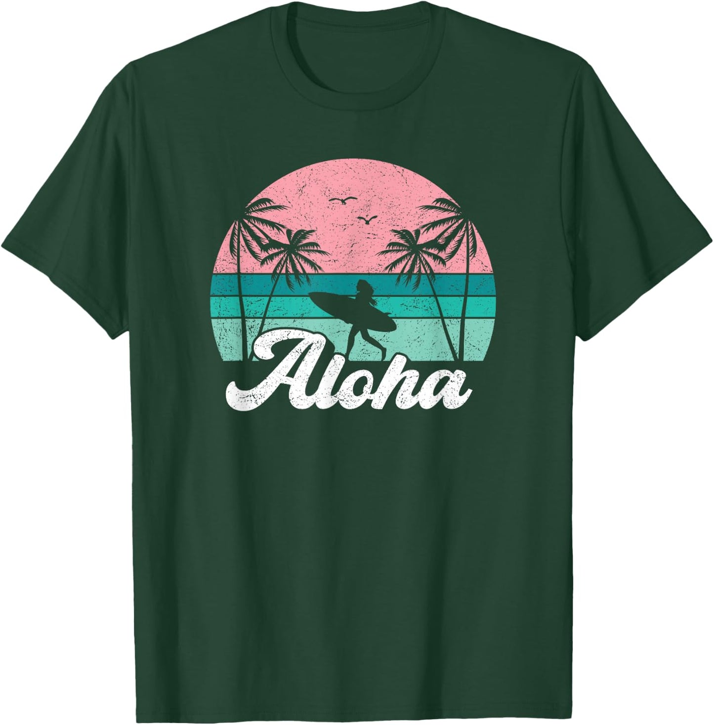 Aloha Surfer Girl Hawaii Vintage Hawaiian Surfing Surf Cute T-Shirt - T-Shirt | Forest