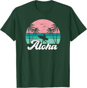 Aloha Surfer Girl Hawaii Vintage Hawaiian Surfing Surf Cute T-Shirt - T-Shirt | Forest