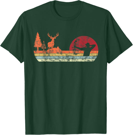 Bow Deer Hunting | Vintage Retro Archery T-Shirt - T-Shirt | Forest