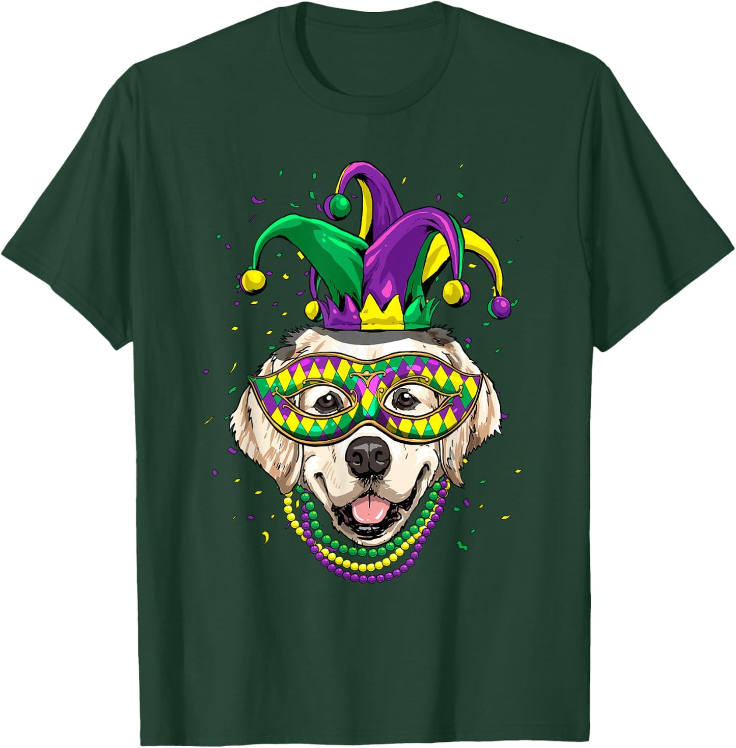 Golden Retriever Dog Lover Cute Mardi Gras Carnival Jester Women Kids T-Shirt - T-Shirt | Forest