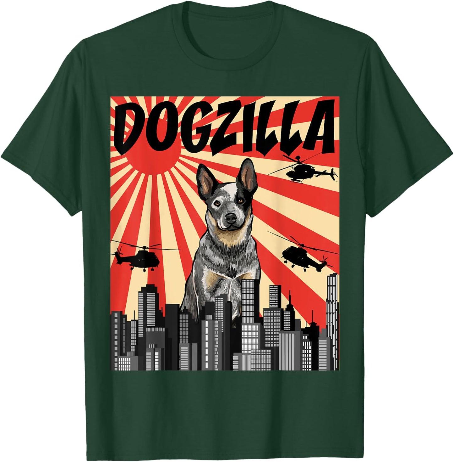 Funny Retro Japanese Dogzilla Australian Cattle Dog T-Shirt - T-Shirt | Forest