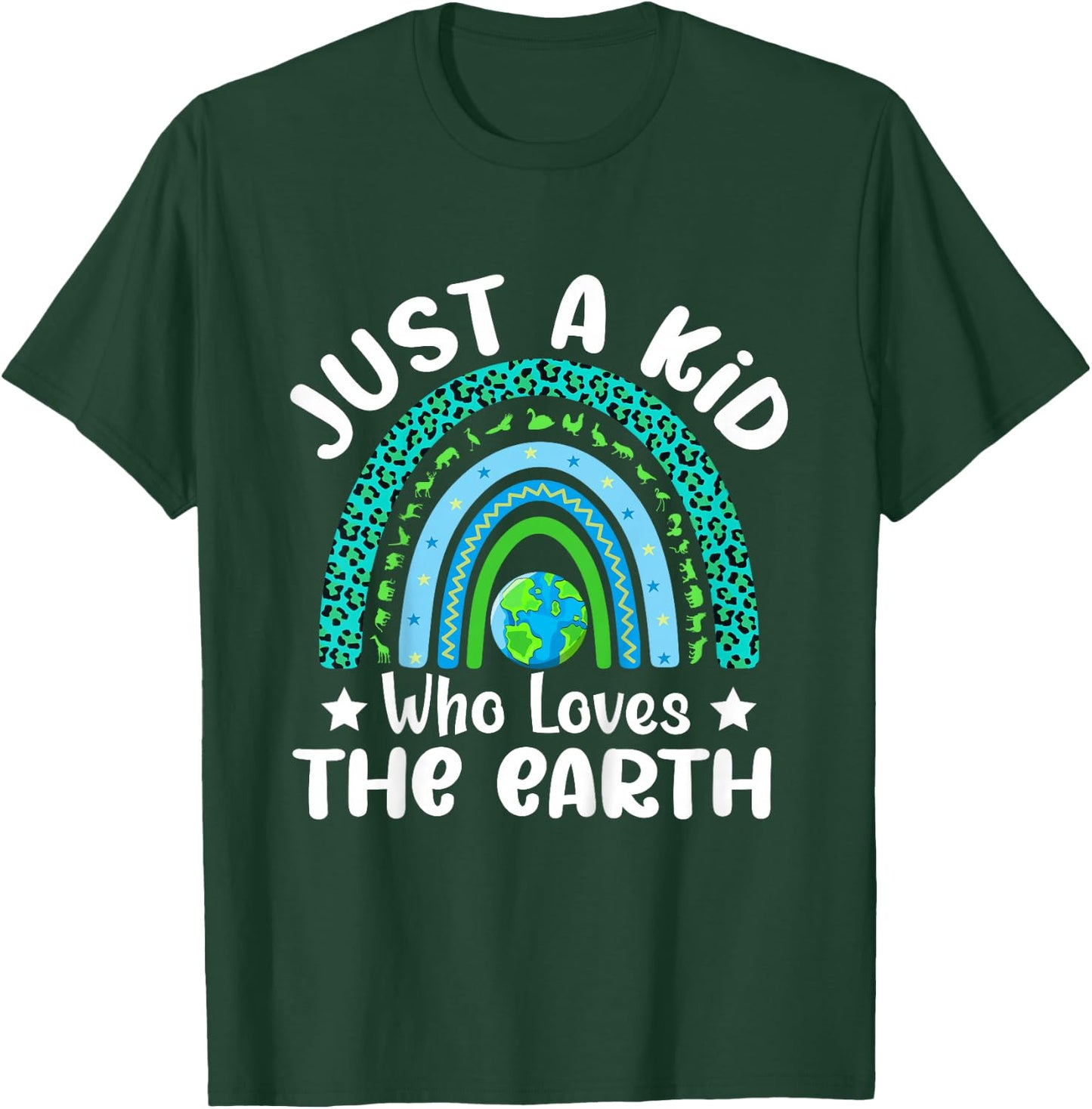 Kids Cute Earth Day 2024 Boys Rainbow Save The Earth T-Shirt - T-Shirt | Forest