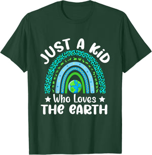 Kids Cute Earth Day 2024 Boys Rainbow Save The Earth T-Shirt - T-Shirt | Forest