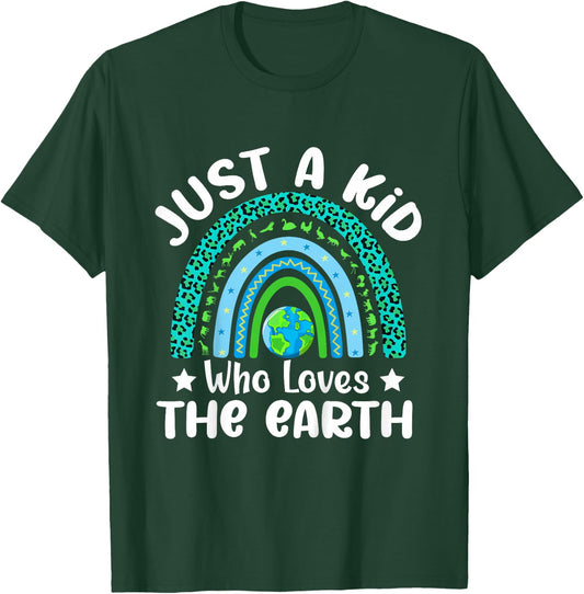 Kids Cute Earth Day 2024 Boys Rainbow Save The Earth T-Shirt - T-Shirt | Forest
