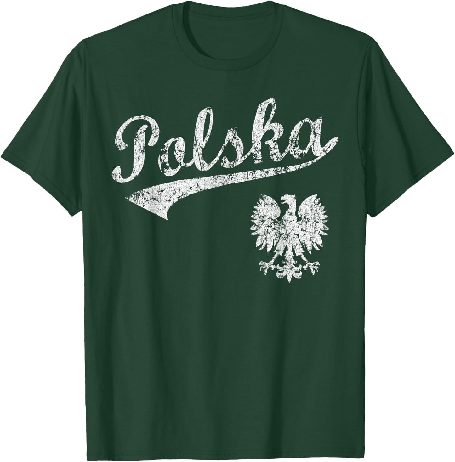 Vintage Fade Polska Polish American Poland Men Women Kids T-Shirt - T-Shirt | Forest
