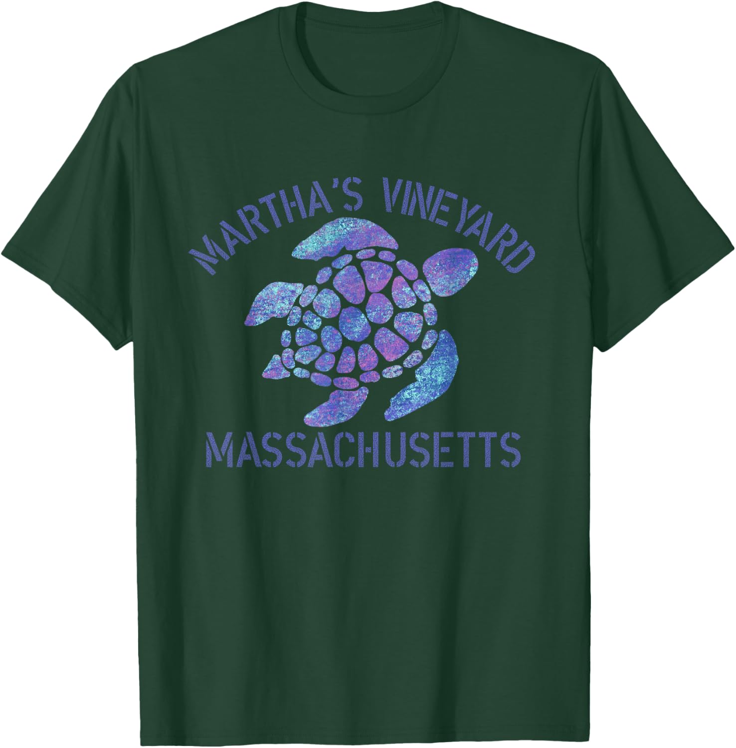 Martha's Vineyard, MA Beach Design / Tribal Turtle Gift T-Shirt - T-Shirt | Forest