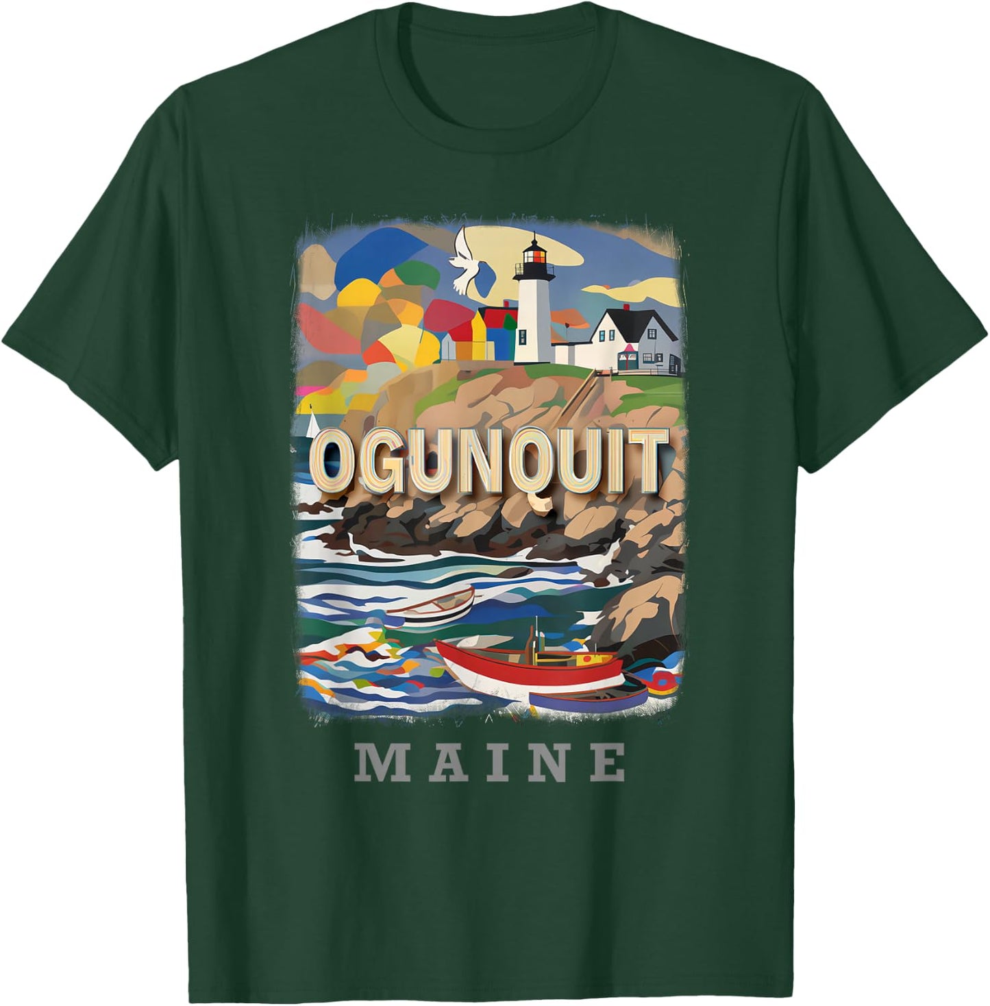 Ogunquit Maine ME Coastal Charm SD499 T-Shirt - T-Shirt | Forest