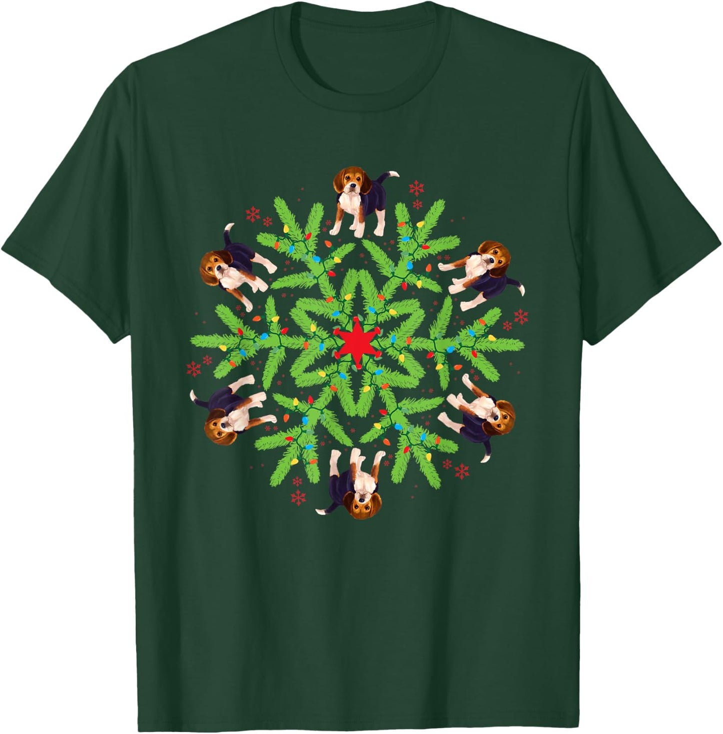 Christmas Snowflake Beagle T-Shirt - T-Shirt | Forest